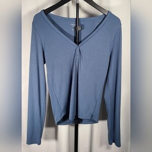 American Eagle Outfitters Women's Blue Long Sleeve Top